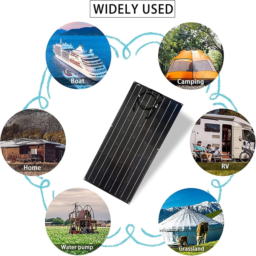 Solar Panels Kit,100W Monocrystalline Flexible Solar Panel Portable Solar Battery Chargers for Outdoors Solar Generator RV Car Uneven Surfaces