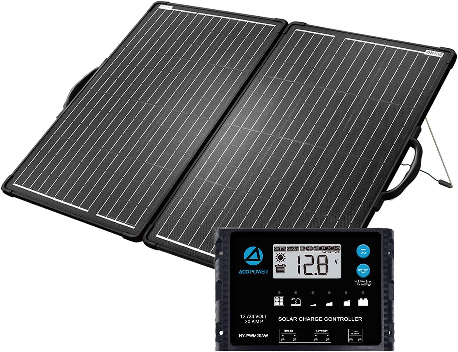 120W Lightweight Portable Solar Panel Kit with 20A 12/24V PWM Waterproof Charge Controller