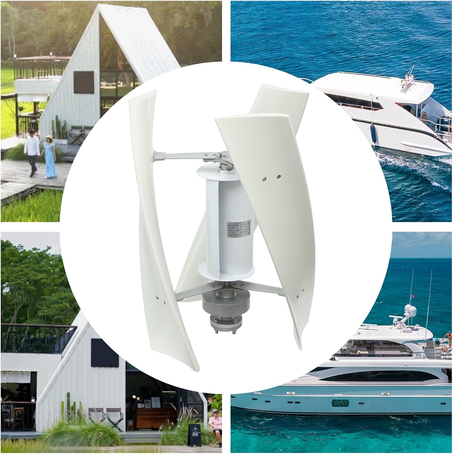 Wind Turbine Generator Kit, 100W 12V Vertical Axis Wind Turbine Generator w/Controller & Winds-Assisted Wheel, 3 Blades Winds Power Generators Permanent Magnet Generators for Boats, Gazebos, Home, RV