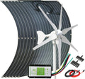 600W ETFE Flexible Monocrystalline Solar Panel for RV Boat Green House + 400W 12V Wind Turbine Generator + Hybrid Controller + Solar Extension Cable + Connector - 1000W Wind Solar System Kit