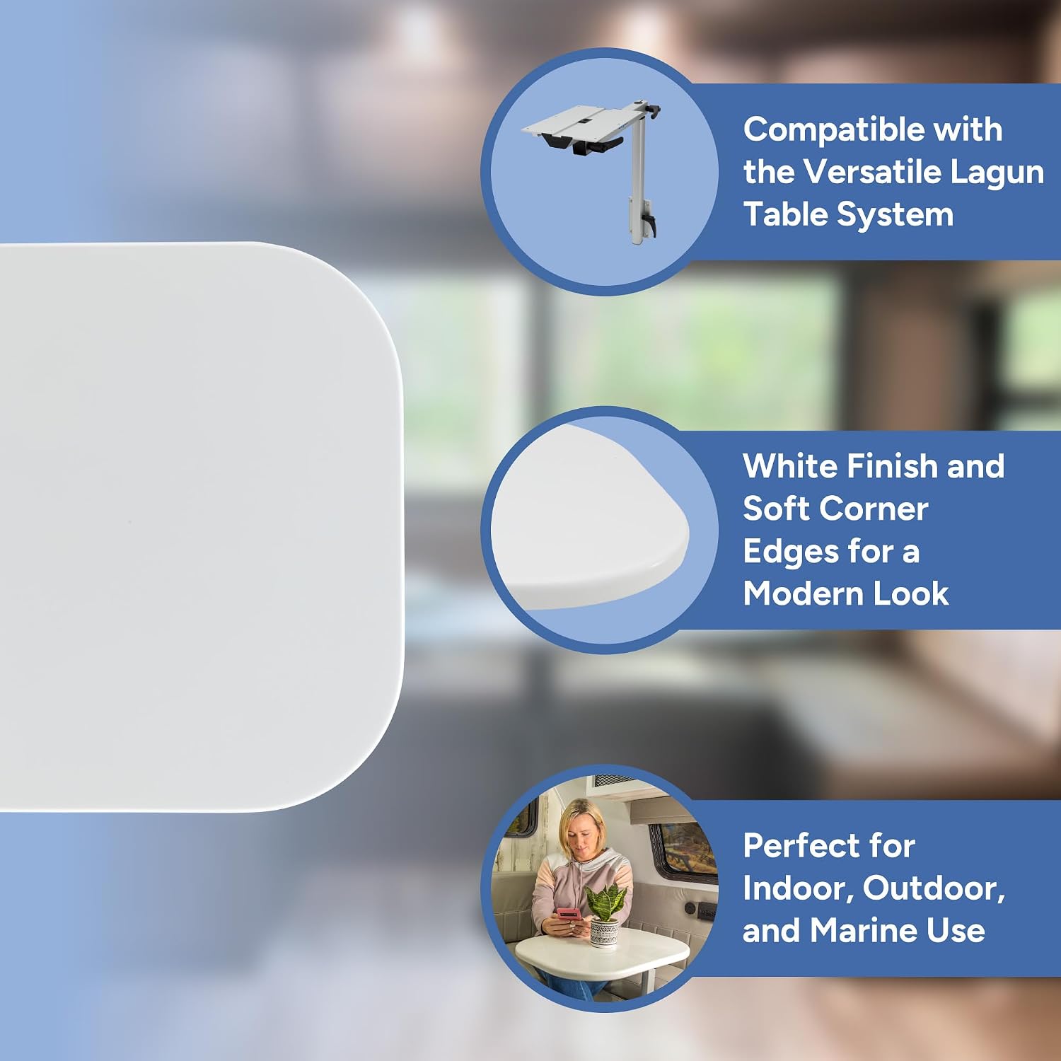 RecPro 22' x 22' RV Solid Surface Table Top | Fits Lagun System