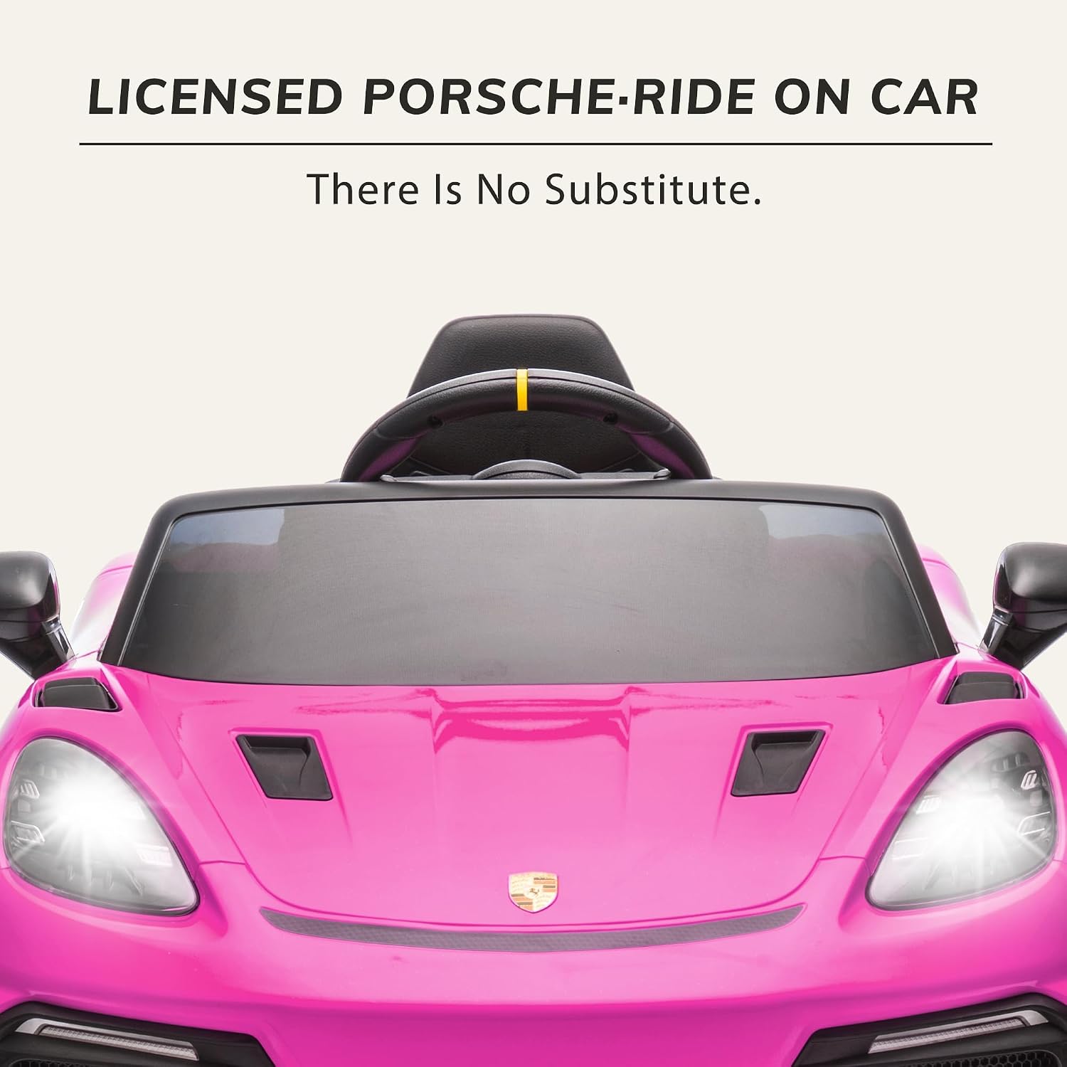 Licensed Porsche 718 12v Kids Electric Ride On Car with Parent Remote Control,Adjustable 2-5 Mph,LED Front&Tail Lights,Bluetooth Music Player,Soft Slow Start,Spring Suspension (Pink)