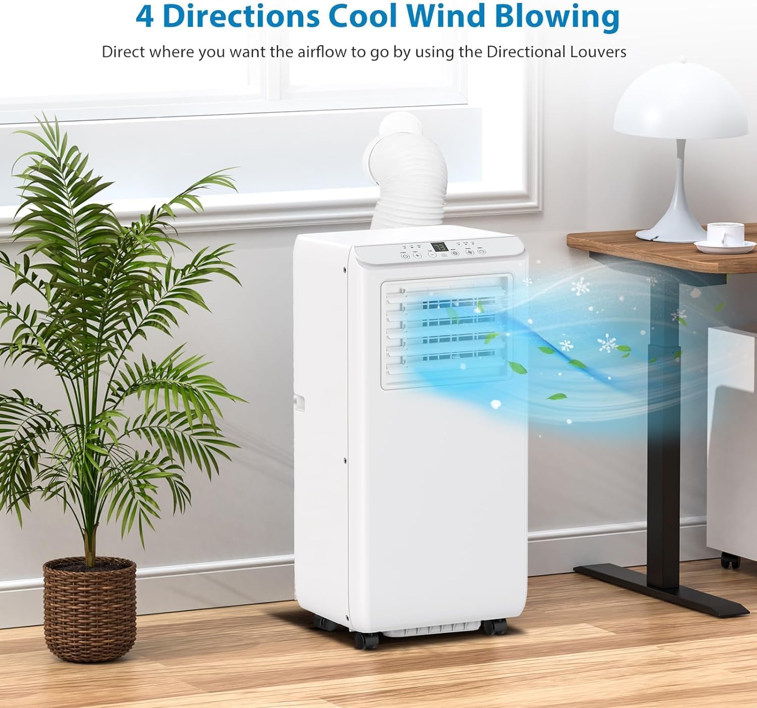 8000 BTUs Portable Air Conditioner with Cooling, Dehumidifier, Fan 3-IN-1 Indoor AC, 24H Timer, 2 Fan Speeds, Sleep Mode, Remote Control Included - Ideal for Home, Office, and Garage Use