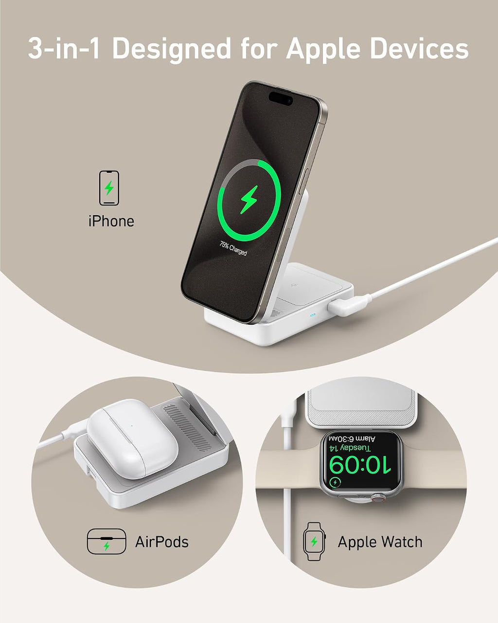 Anker MagGo Wireless Charging Station Magnetic 5,000mAh Wireless Portable Charger