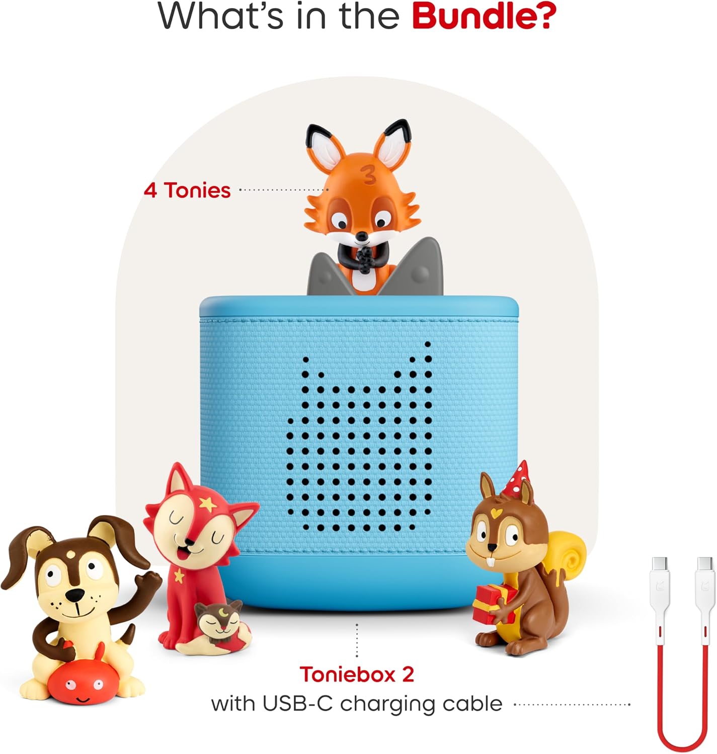 Toniebox 2 Audio Player Bundle for Kids 1+ with Playtime Puppy, Bedtime, Counting & Celebration Songs - Sky Blue