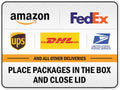 Place Packages In The Box And Close Lid Sign, 36x48 Inches, Rust Free DiBound, Fade Resistant, Made in USA by My Sign Center