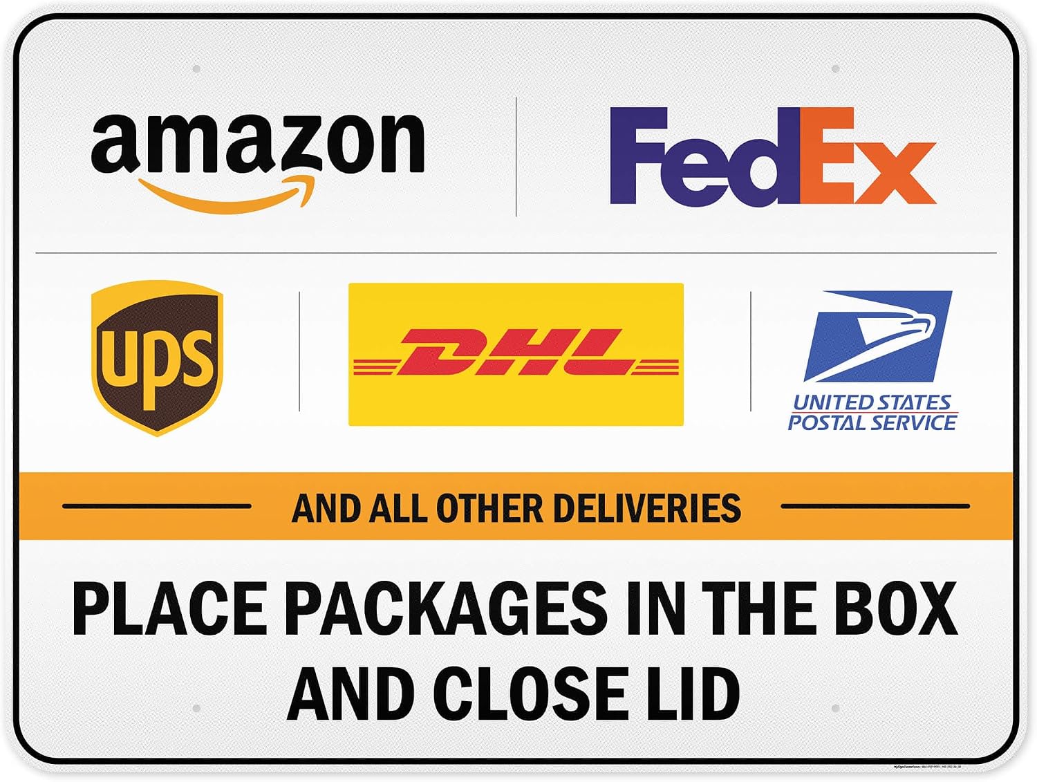 Place Packages In The Box And Close Lid Sign, 36x48 Inches, Rust Free DiBound, Fade Resistant, Made in USA by My Sign Center