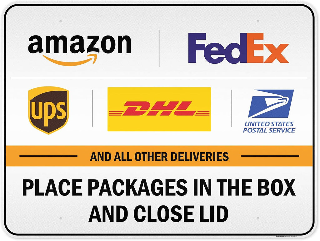 Place Packages In The Box And Close Lid Sign, 36x48 Inches, Reflective, Rust Free DiBound, Fade Resistant, Made in USA by My Sign Center