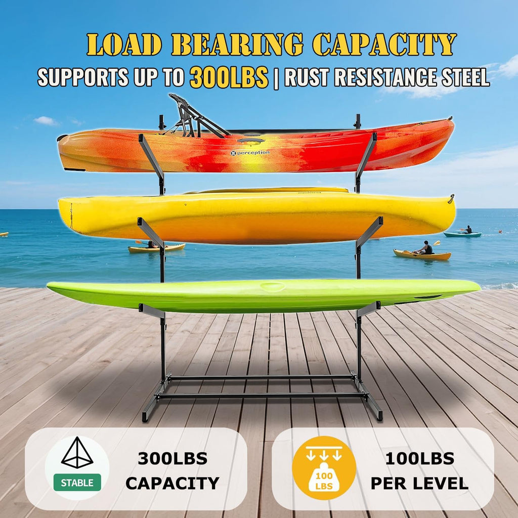 Kayak Storage Rack, Heavy Duty Kayak Racks for Garage and Outdoor Storage, Storage Rack for Kayak, Canoe, Surfboard & Paddleboard.
