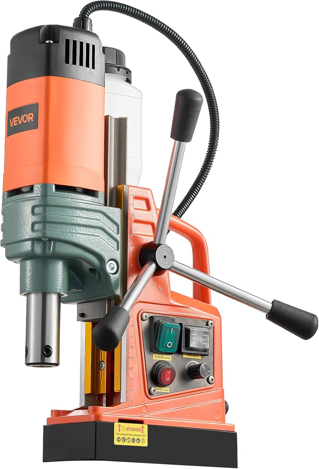 VEVOR Magnetic Drill, 1450W Motor 2 in Coring Diameter, 2922 lbf Magnetic Force, Portable Electric Mag Drill Press with 6 Coring Bits, Variable Speed, Drilling Machine for Metal Surface, Industrial
