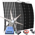 1360W 12V 24V Solar Panel Wind Turbine Kit: 400W WindTurbine Generator + 8pcs 120W Flexible Solar Panels + MPPT Charge Controller +Cables for Home Roof Off Grid System