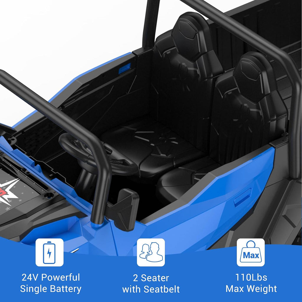 GarveeLife 24V 2 Seater Ride on Dump Truck with Remote Control for Big Kids, 4WD 6 Wheels Ride on Car w/Music Player & LED Lights, Ride Toy Gift for Kid