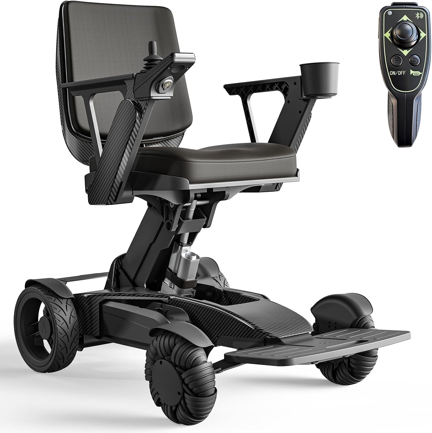 Foldable Electric Wheelchair Adults Portable - Includes Remote Control & Electric Lift, Adjustable Backrest, Powerful Dual Motors for Smooth Mobility Indoor/Outdoor, Black-D12