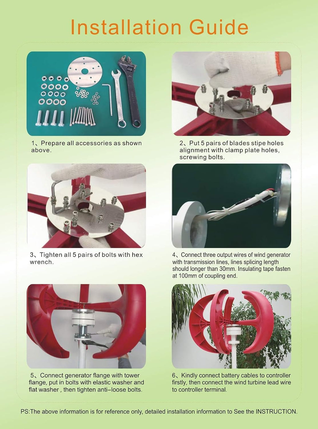 1000W Wind Turbine Generator Kit, DC12V 24V 48V Lantern Wind Turbine Vertical Kit with Charger Controllers for Home/Terrace