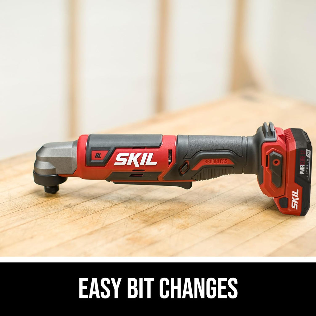 SKIL PWR CORE 12 Brushless 12V 1/4-Inch Hex Right Angle Impact Driver Kit, Includes 2.0Ah USB-C Battery and 20W Charger - RI5745A-11