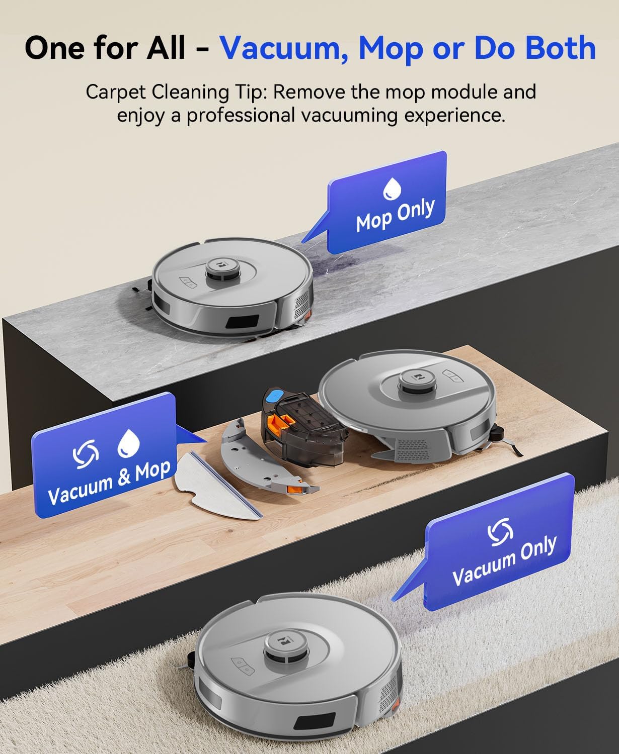 Robot Vacuum Cleaner 20,000Pa Robot Vacuum and Mop,90 Day Self Emptying Vacuum Robot,Lidar Navigation,5G/2.4GWiFi APP Aspirateur Robot,Self-Charging Robot Vacuums for Pet,Floor,Carpet R11Gray
