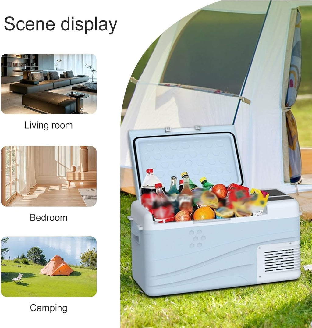 Portable Electric Freezer, 12 Volt CAr Refrigerator, Cooling Fridge for RV Truck, Travel, Camping, Road Trips, 12/24V DC 110~240V AC