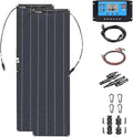 Solar Panel Portable Solar Panel Kit, 200 Watt Solar Panel Kit 2X100W Flexible Monocrystalline Include Charge Controller and Cable for Home, Camping, Boat, Caravan