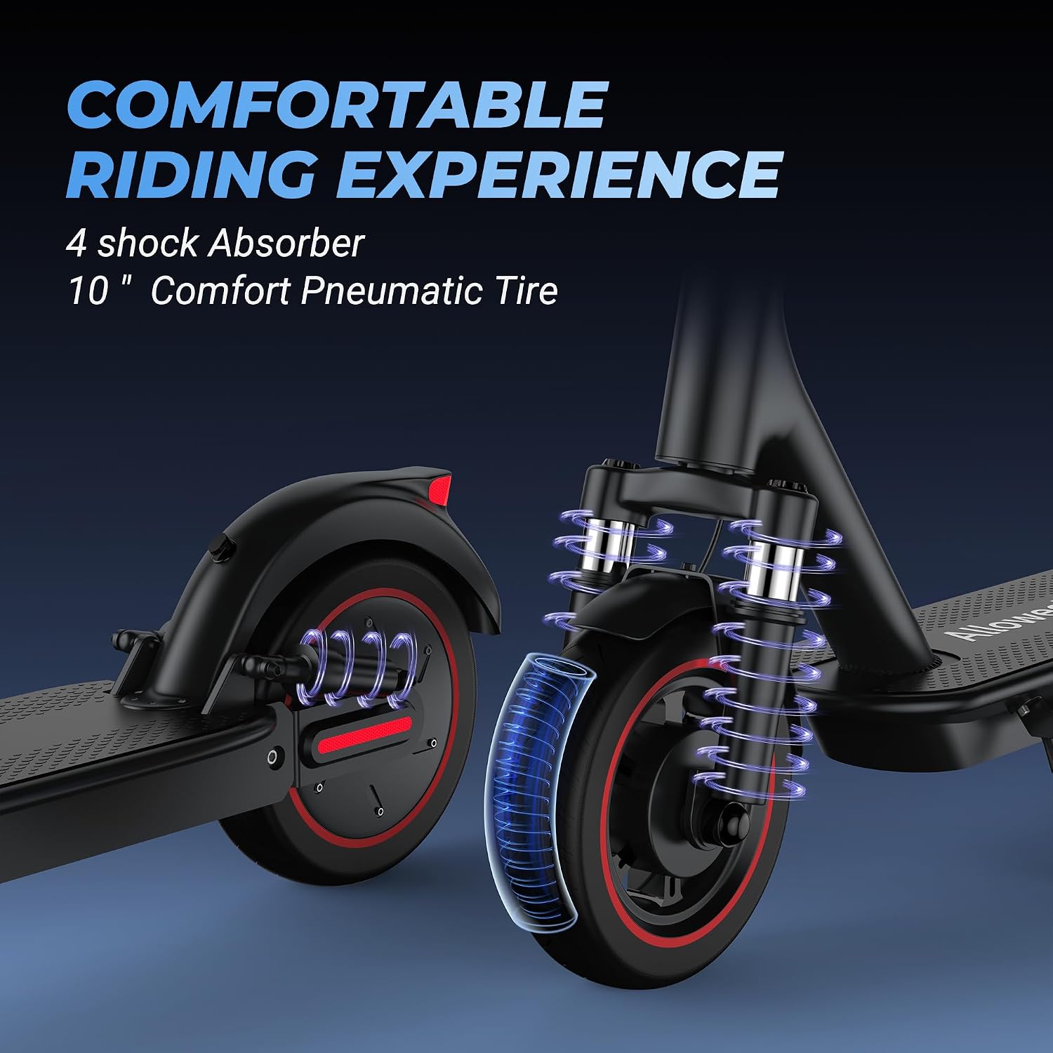 Alloweek Electric Scooter for Adults – 350W/500W Motor, 19 MPH/22Mph Top Speed, 21-52 Miles Range, 8.5'/10 inch Tires, Folding E-Scooter with Dual Suspension and Braking System, App Control