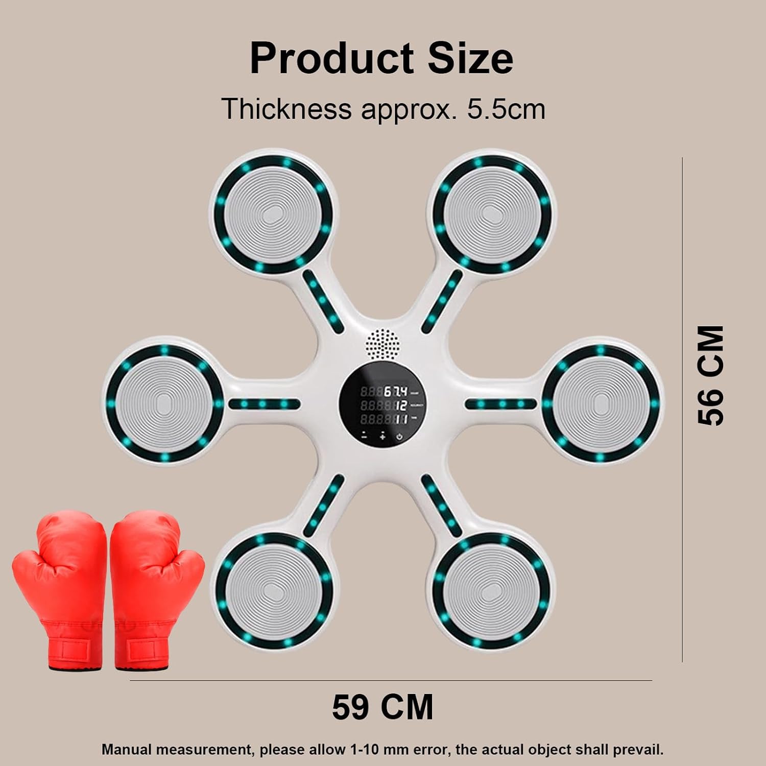 Smart Music Punching Machine, Professional Electronic Punching Target, with LED Lights, 1 Pair of Boxing Gloves, Easy Wall Mount for Home Gym, Boxing Gyms, Fitness Clubs