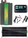 30W Monocrystalline Solar Panel Kit, for Boat, Roof, Car, RV, Camping, with 1000W Inverter, 100A Solar Charge Controller, Alligator Clip Wire