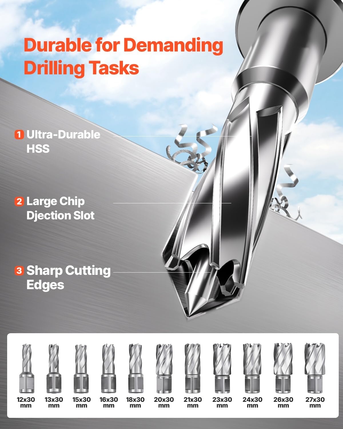 VEVOR Mag Drill Press, 1300W 1.57' Boring Diameter, 2922lbf Power Portable Magnetic Drill, 810 PRM, 11Pcs Drill Bits Electric Drilling Machine for Metal Surface, Industrial and Home Improvement