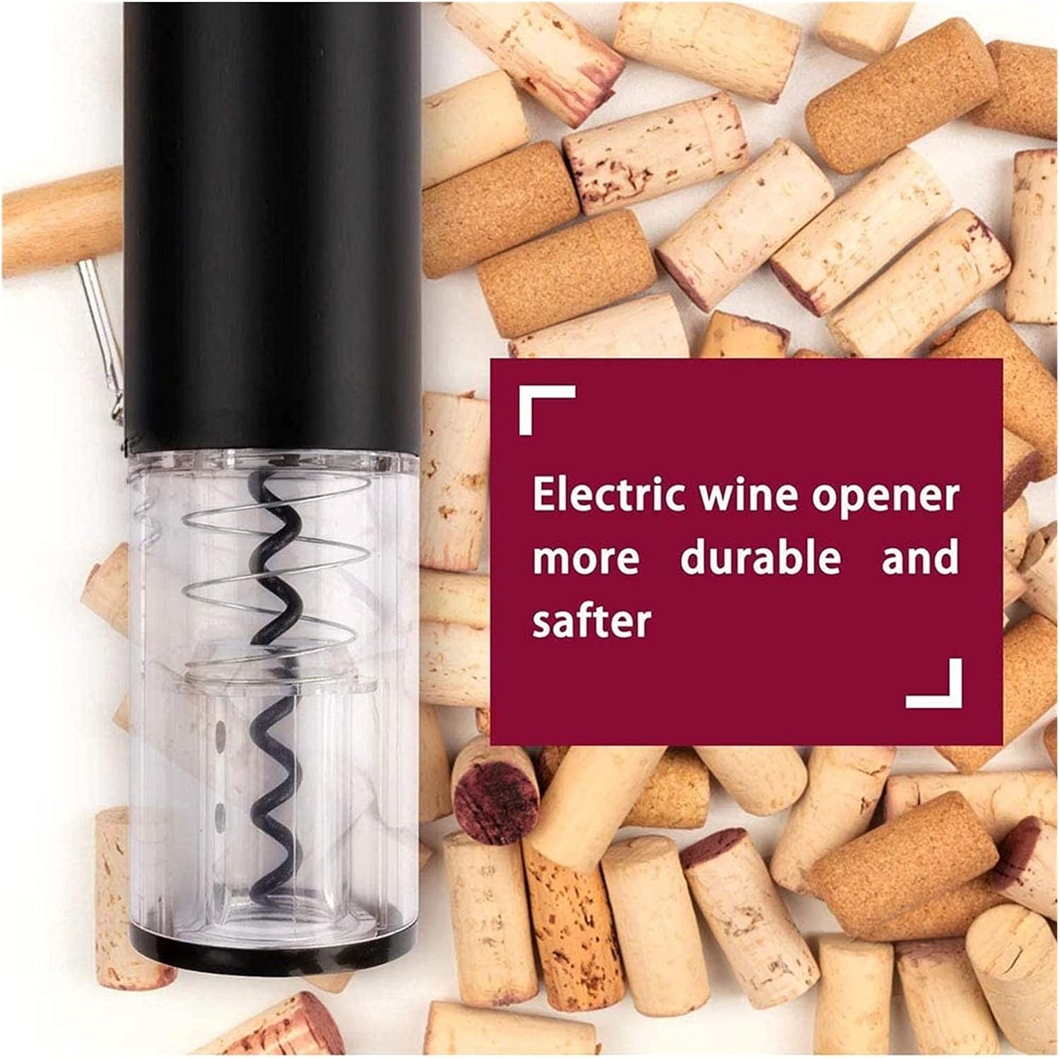 Automatic Electric Corkscrew Wine Bottle Opener One Size Shiny Black