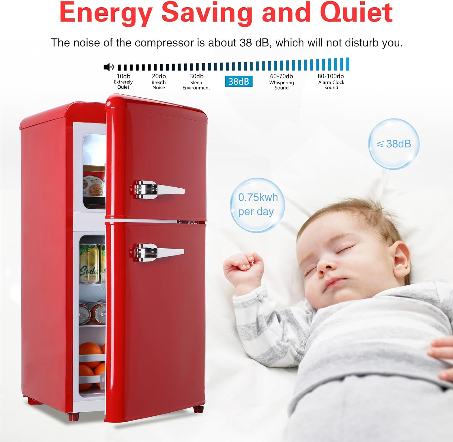 Anukis Mini Fridge with Freezer 3.2 Cu Ft 2 Door Mini Fridge for Apartment, Dorm, Office, Family, Basement, Garage - Retro Red