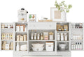 Garvee Sideboard Buffet Cabinet with Storage, Modern Wooden Credenza Storage Cabinet with Drawer and 4 Doors, Freestanding Coffee Bar for Living Room, Kitchen, Dining Room, White