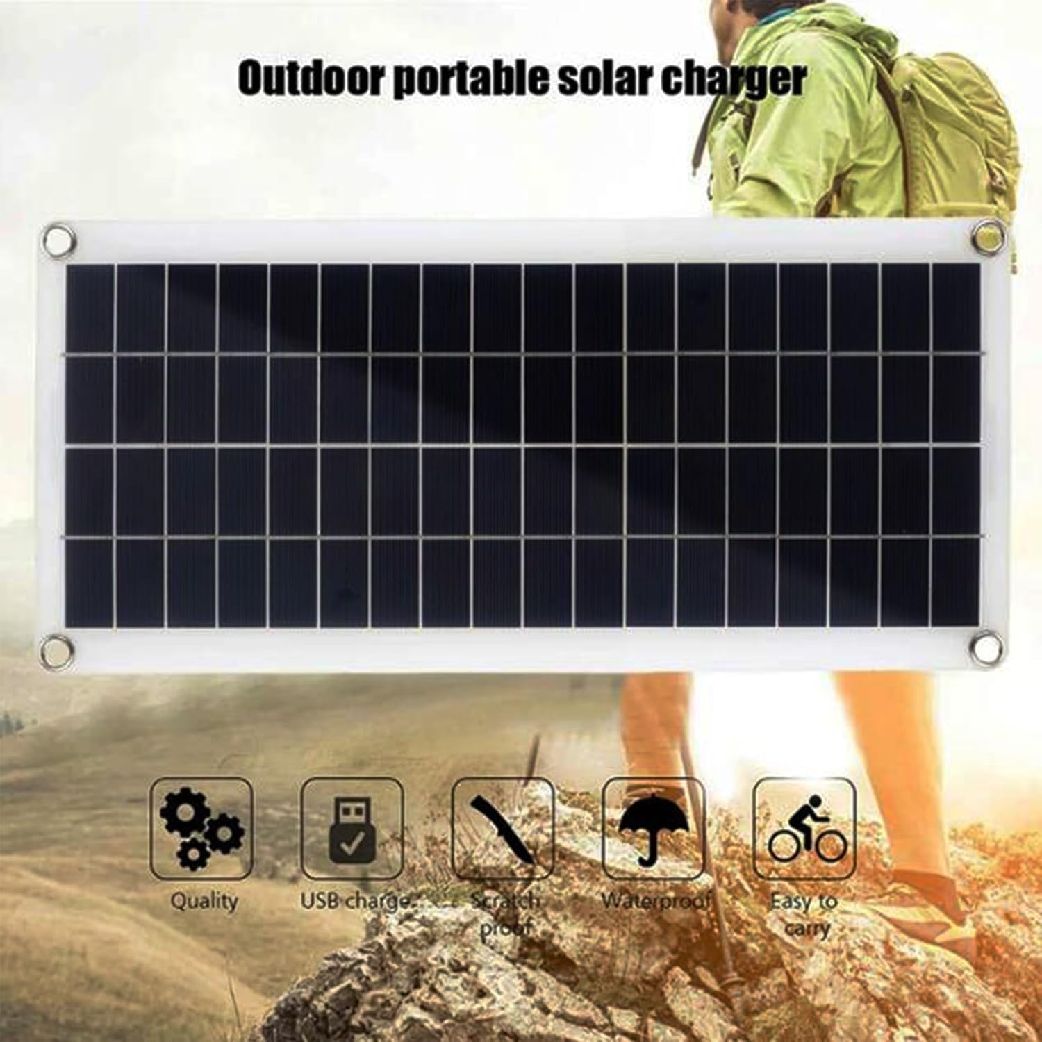 2PC 300W Solar Panel Kit 12V Polycrystalline USB Power Portable Outdoor Rechargeable Solar Cell Solar Generator for Home Phone(with 60A Controller)