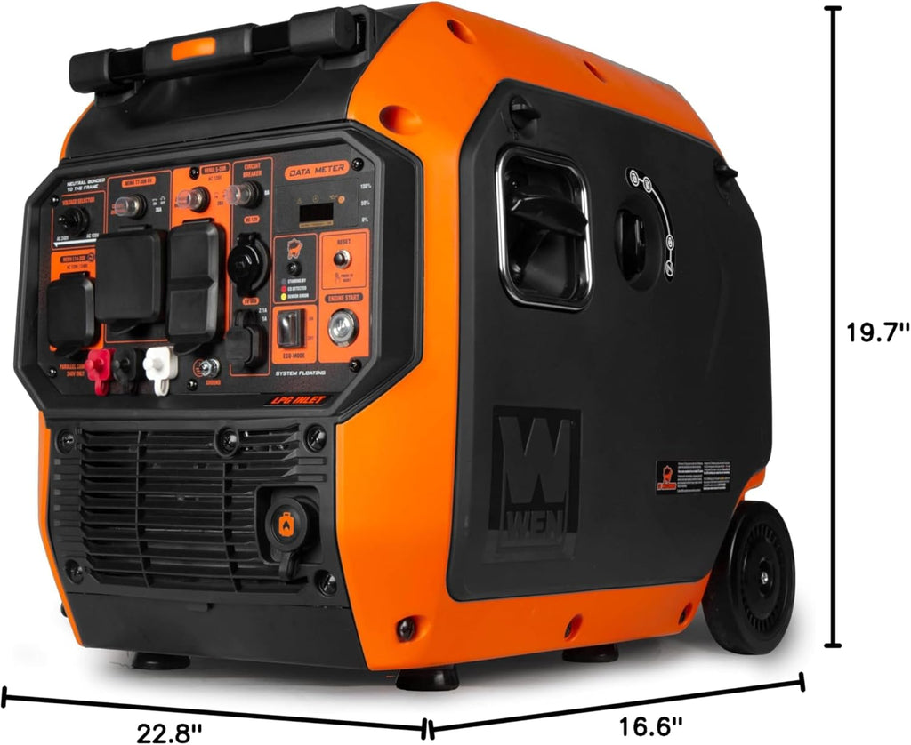 WEN 6800-Watt Dual Fuel RV-Ready Electric Start Portable Inverter Generator with Fuel Shut Off and CO Watchdog for Electric Vehicle Backup (DF680iX)