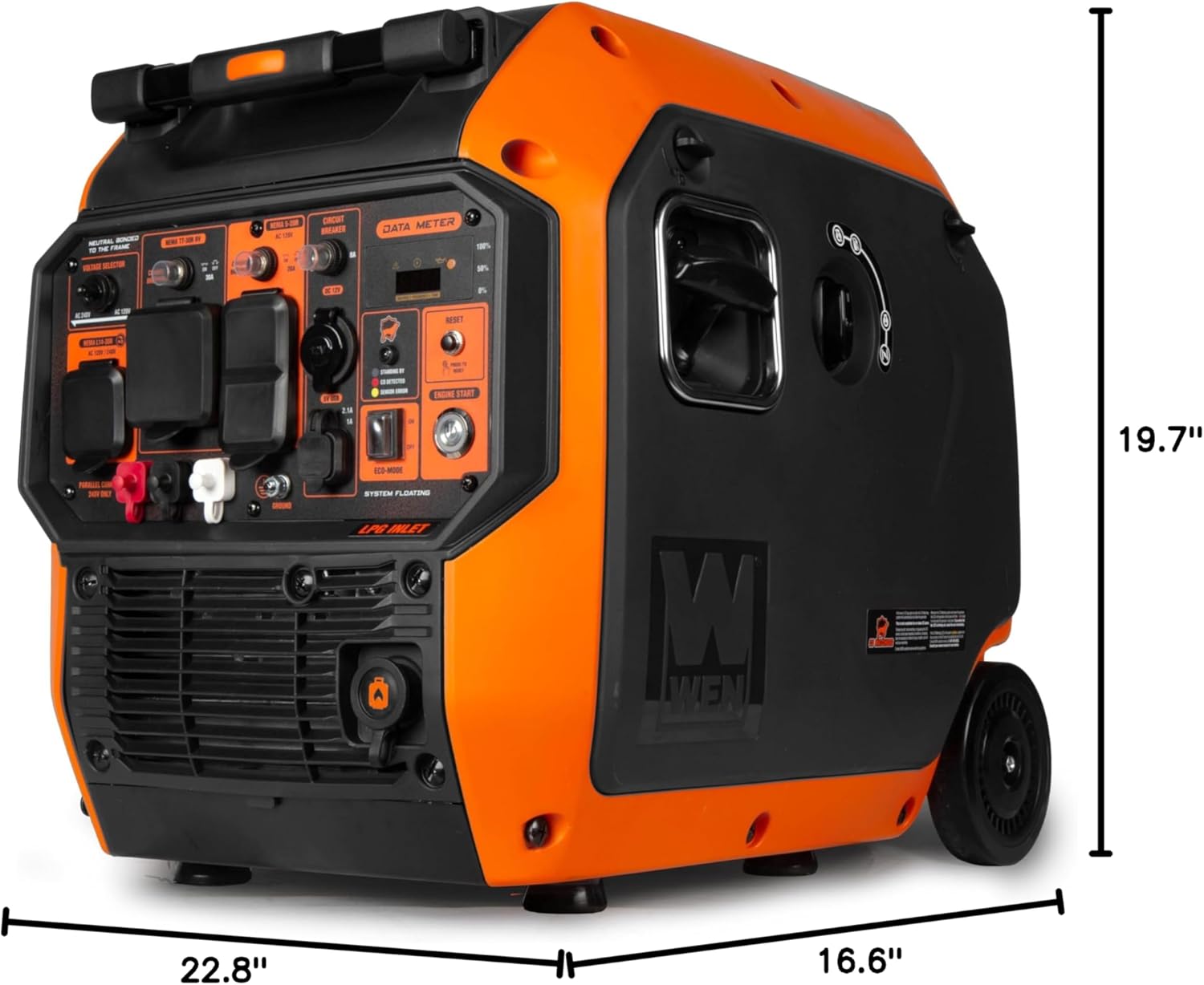 WEN 6800-Watt Dual Fuel RV-Ready Electric Start Portable Inverter Generator with Fuel Shut Off and CO Watchdog for Electric Vehicle Backup (DF680iX)