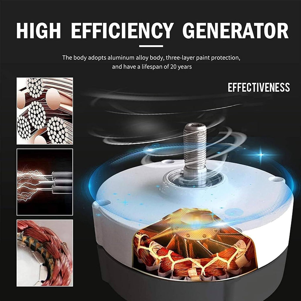 Wind Power Generator Kit, 3000W 12V 24V Wind Turbine with 3 Spiral Blades Vertical Design, Efficient Maglev Generator for Renewable Energy Solutions