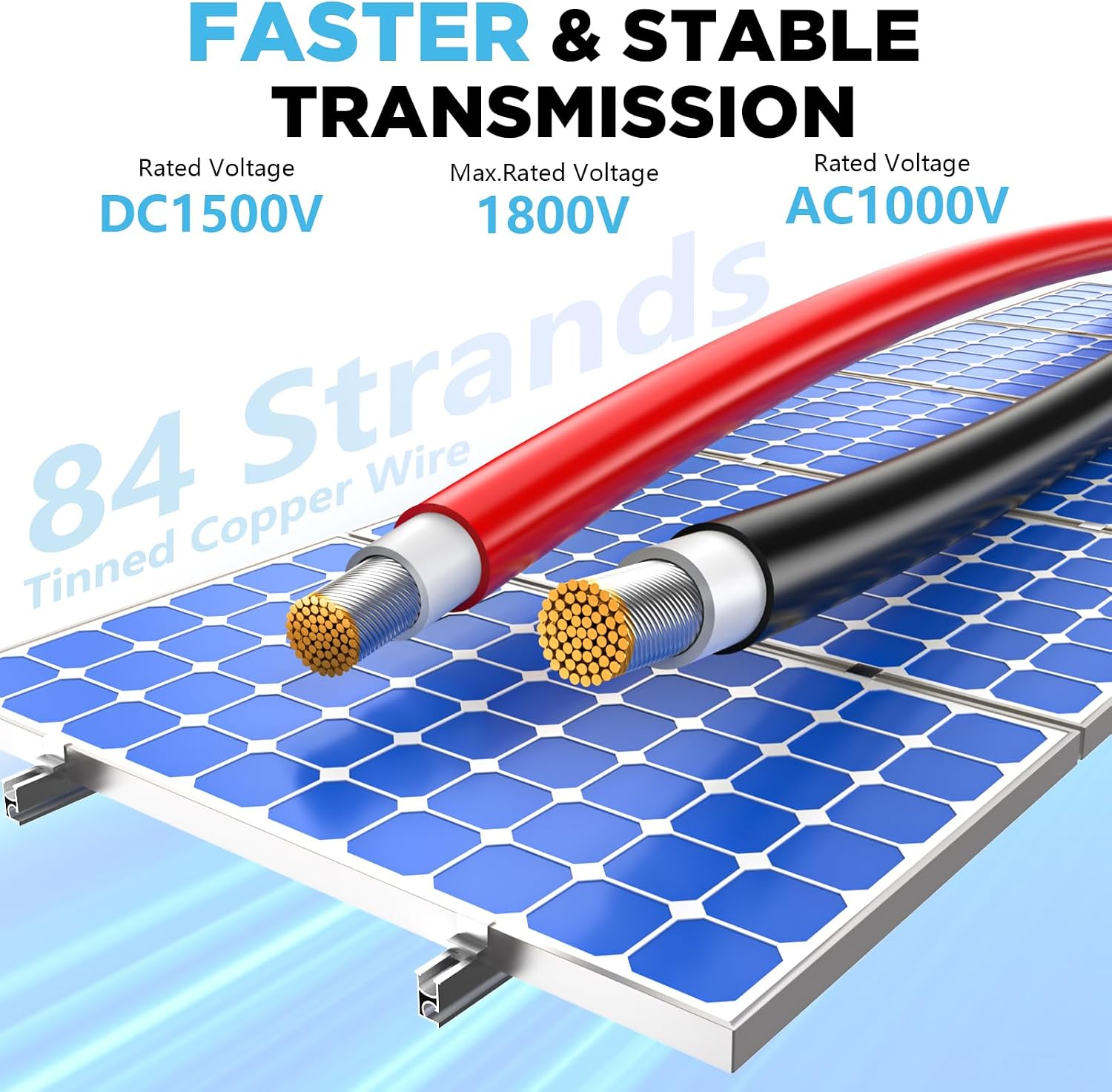 165Ft Solar Wire 10AWG, Solar Cables, Solar Extension Cable, 10 Gauge Tinned Copper PV Wire, Solar Panel Wires for Home Roofs RV Boat Marine Automotive Camping Solar Panels Systems
