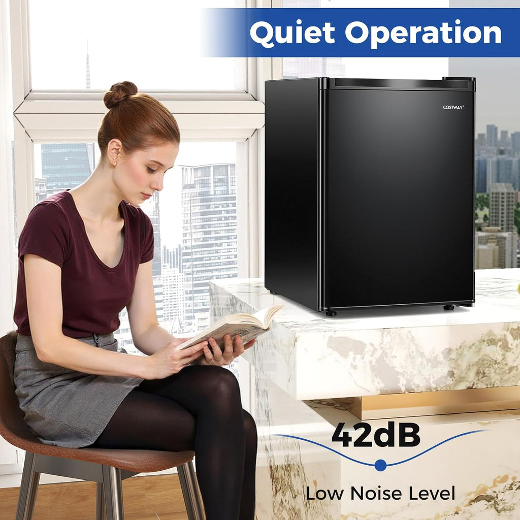 COSTWAY 2.1 Cu.Ft Small Freezer, Compact Upright Mini Freezer w/Reversible Single Door, 7 Adjustable Thermostat, Low Noise, 2 Removable Shelves for Bedroom, Office, Dorm, Apartment (Black)
