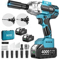 Seesii Cordless Impact Wrench 1/2 inch, High Torque 479 Ft-lbs(650Nm) Brushless Impact Gun,2500RPM w/2x4.0 Battery, 6 Sockets,8 Drill Bits, High Torque Power Impact Driver for Car Home,WH6 Lite