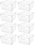 Clear Extra Large Plastic Storage Bins, Perfect for Pantry Organizers and Storage Containers Fridge Organizer Plastic Bins Kitchen Organizer Bin for Organizing Under Sink Refrigerator Organization