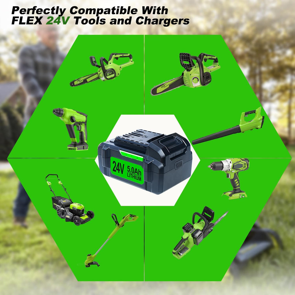 DTK Battery Replacement for Flex 24V Battery 5Ah FX0331-1 2 Packs