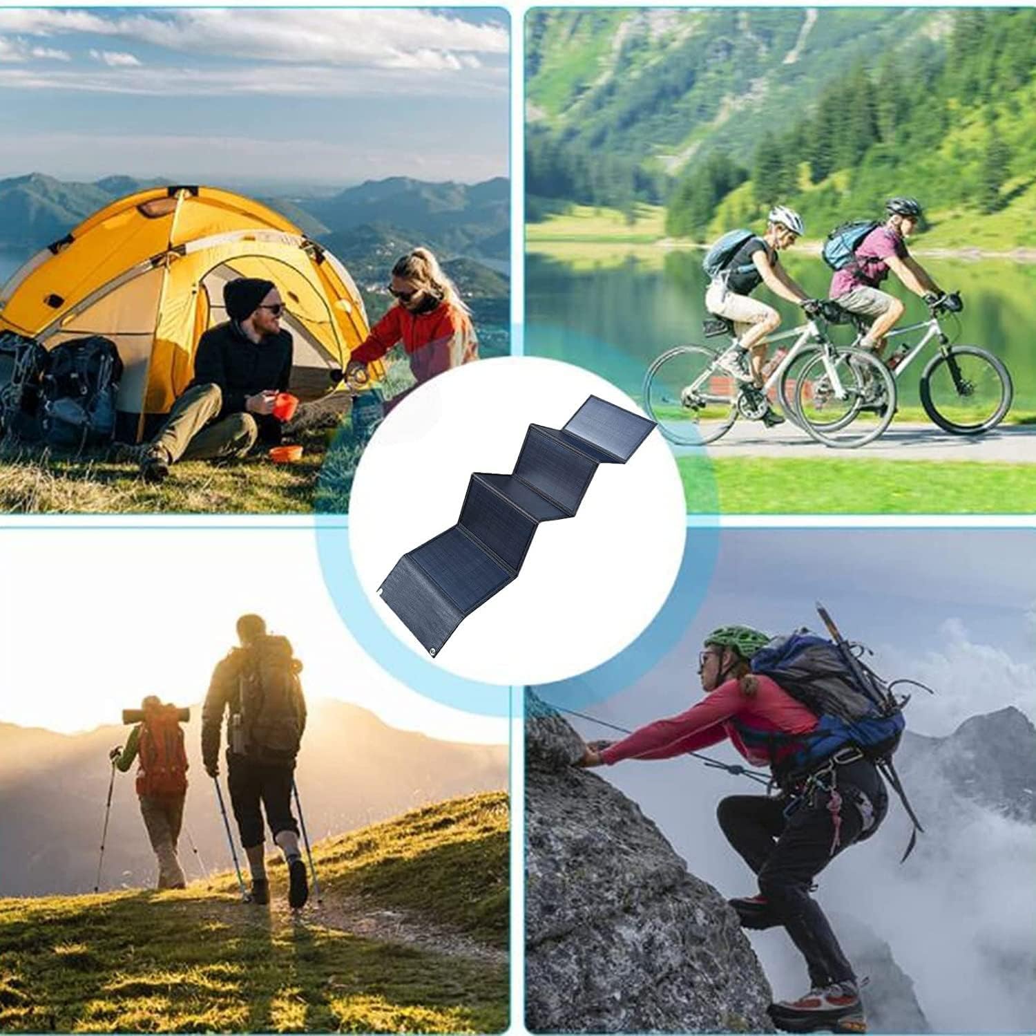 Solar Panel with Adjustable Kickstand, 30/40/50/60W Portable Solar Generator, for Smartphones, Tablets, Cameras, Camping, Hiking, Blackouts, and More,40W
