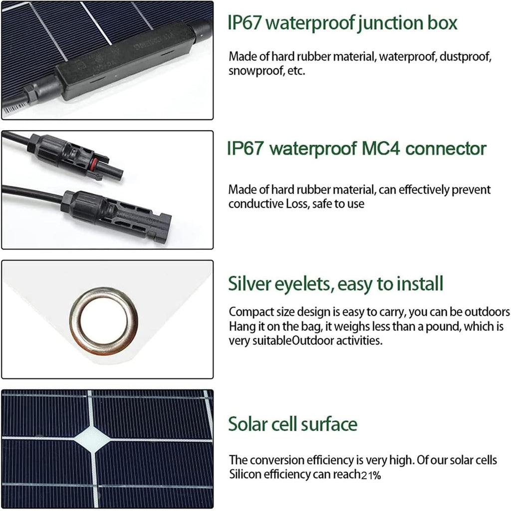 100W Portable Solar Panel,Solar Charger kit with 10A Charge Controller, Photovoltaic Monocrystalline Solar Modules for Camping, RV, Boat, Trip
