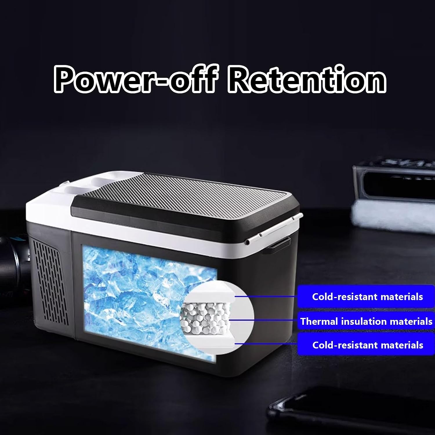 Mini Fridge Mini Freezer Portable Cooler Electric 15L Freezer/Refrigerator Dual Cup Holders on Top -20°C to 20°C for Car Travel Camping Truck 12V/24V