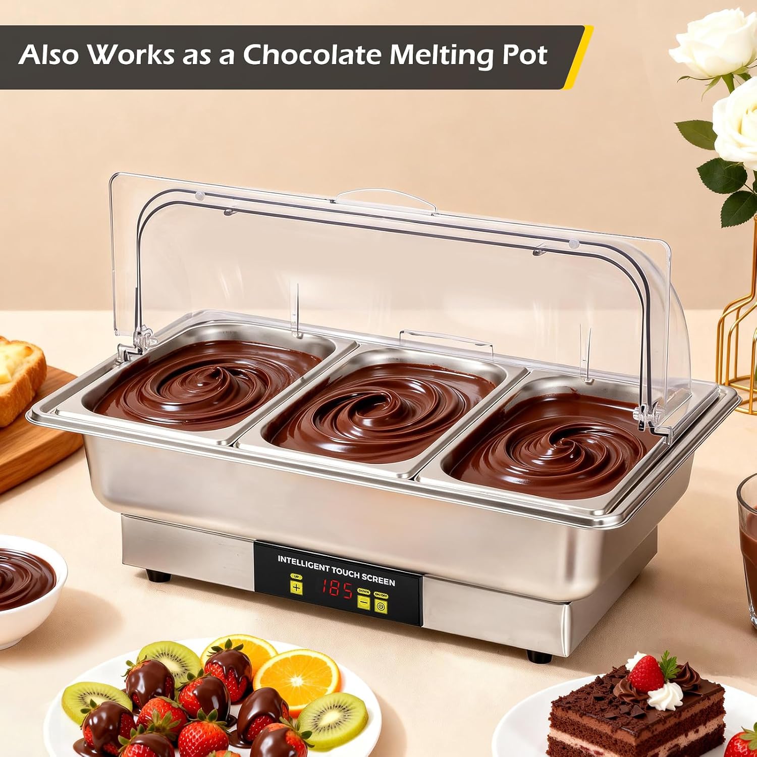 Dyna-Living Electric Chafing Dishes for Buffet, 9.5QT 1/3 Size Pan Chafing Dish Buffet Set 600W Electric Buffet Servers and Warmers with Temp Control Display Food Warmers for Parties Catering Buffet