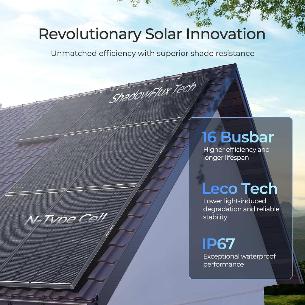 Renogy 200 Watt Solar Panel ShadowFlux Anti-Shading, 12V 200W Solar Panel 25% High-Efficiency N-Type Solar Cell, 16BB ShadowFlux Technology Solar Module for RV Home Roof Camp Marine Boat