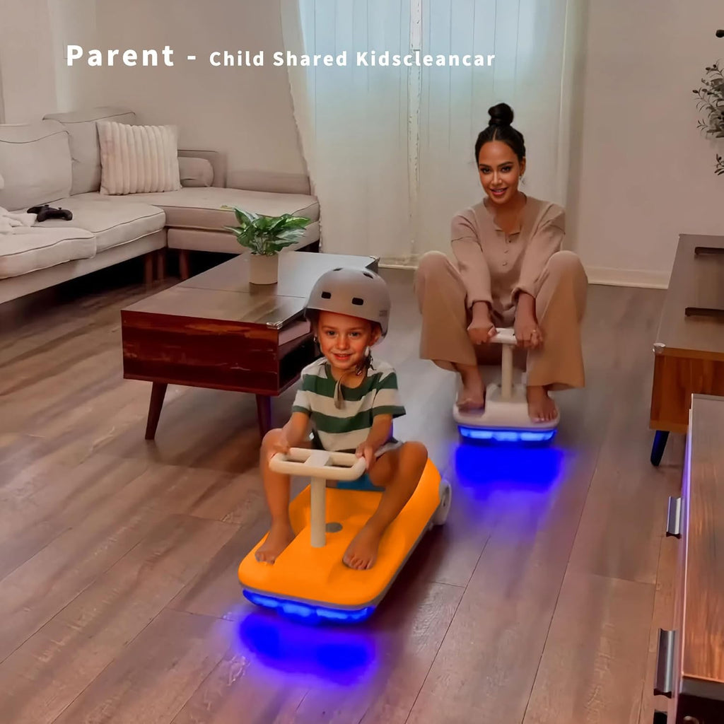 12V Ride-On Car with Cleaning Fun, 3 in 1 Gokart, Soft-Start, 5-Speed Adjustable, Detachable mop, Rechargeable Battery, 160lbs Capacity, Indoor & Outdoor for Kids Ages 3+ Orange