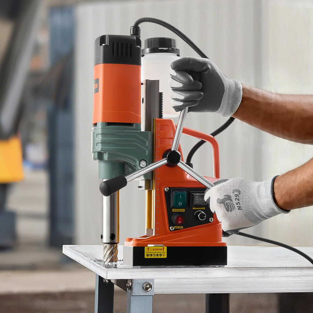 VEVOR Magnetic Drill, 1450W Motor 2 in Coring Diameter, 2922 lbf Magnetic Force, Portable Electric Mag Drill Press with 6 Coring Bits, Variable Speed, Drilling Machine for Metal Surface, Industrial