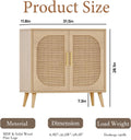 vistavie Buffet Cabinet with 2 Doors, 4 Compartments - Rattan Accent Bathroom Sideboard for Hallway, Entry or Living Room