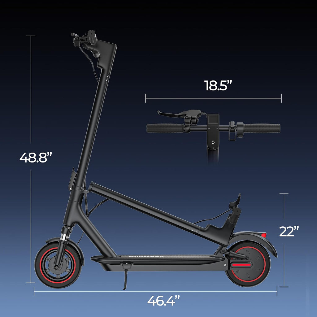 Alloweek Electric Scooter for Adults – 350W/500W Motor, 19 MPH/22Mph Top Speed, 21-52 Miles Range, 8.5'/10 inch Tires, Folding E-Scooter with Dual Suspension and Braking System, App Control