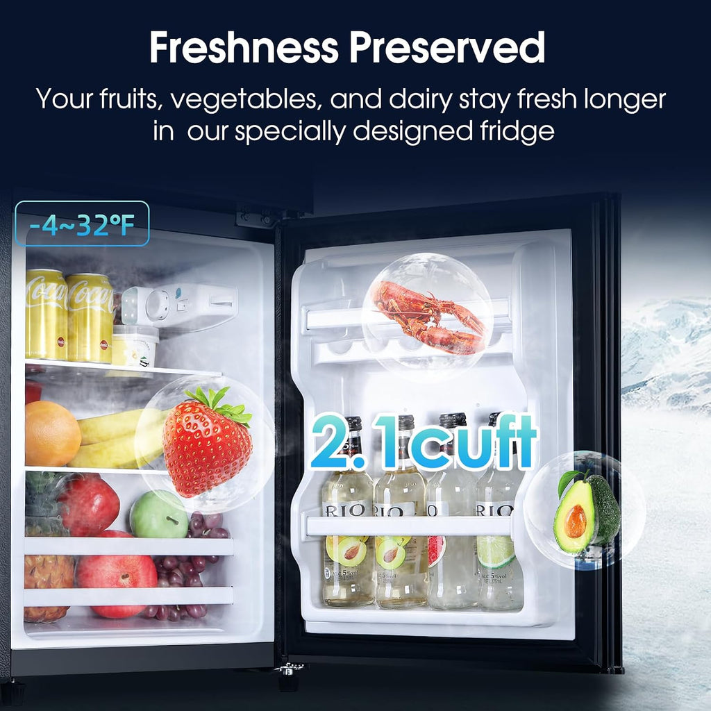 Anypro 3.2 Cu.Ft Fridge with Freezer, Double Door Refrigerator with Freezer, Temperature Control, Adjustable Shelves, Fridge for Office, Bedroom, Dorm, Garage, RV