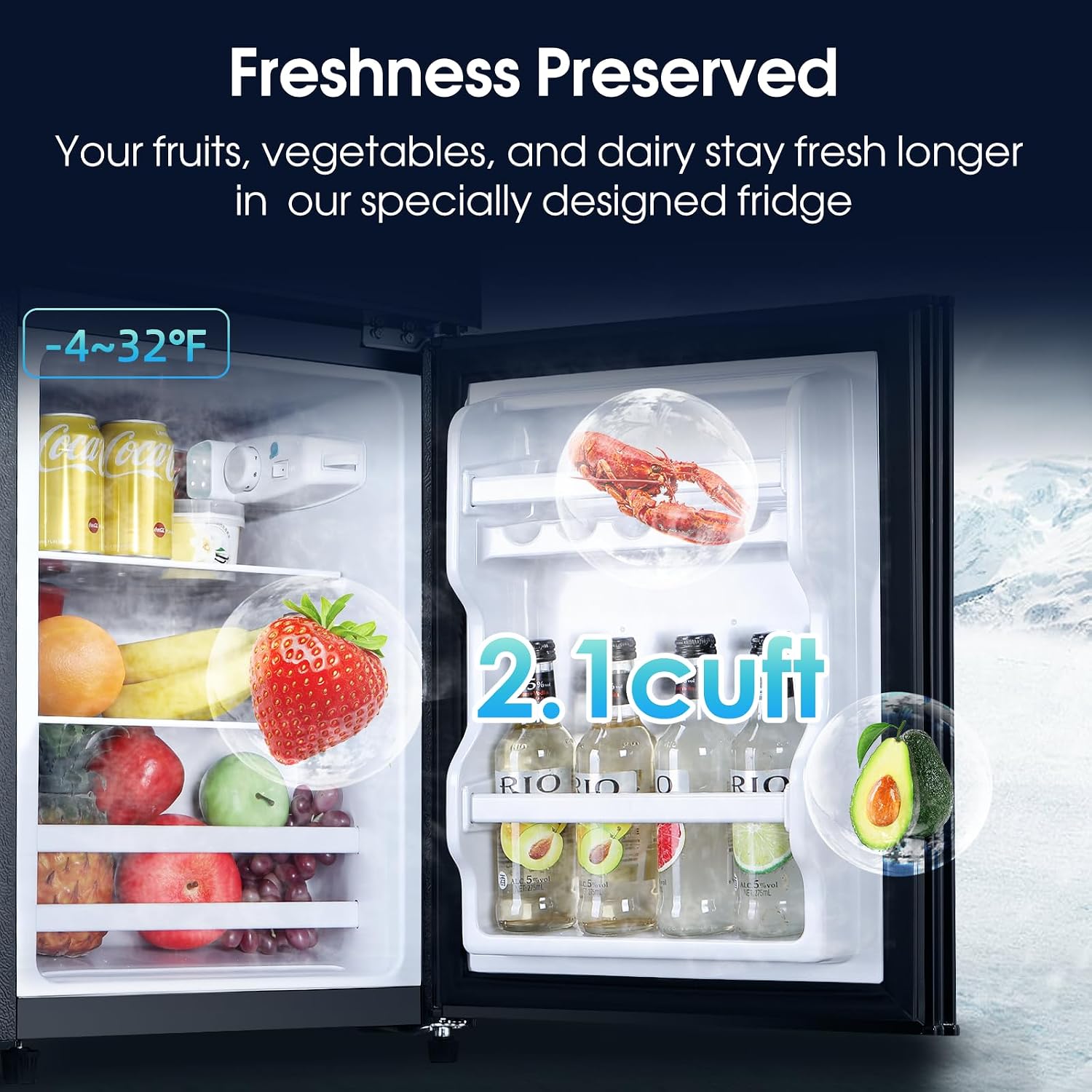 Anypro 3.2 Cu.Ft Fridge with Freezer, Double Door Refrigerator with Freezer, Temperature Control, Adjustable Shelves, Fridge for Office, Bedroom, Dorm, Garage, RV