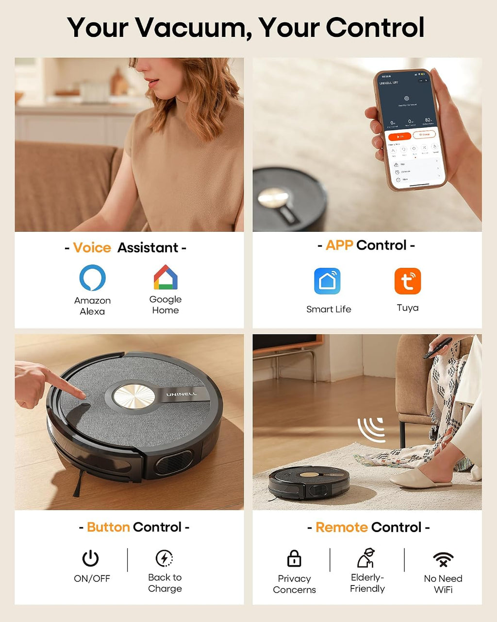 Robot Vacuum and Mop Combo, 5000Pa Suction for Pet Hair, 180Min Runtime Self-Charging, Ultrathin 2.99' for Bedroom/Living Room/Apartments with Pets, Wi-Fi App Alexa Control UR1